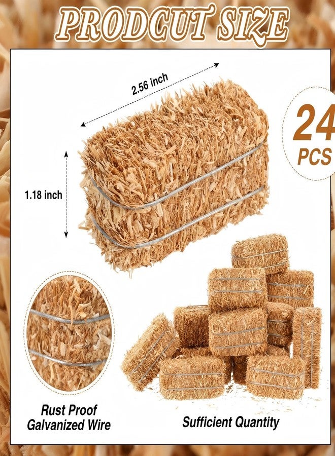 Maasechs 24 Pcs Mini Hay Bales Miniature Hay Bales for Decoration Small Decorative Straw for Easter Scene Rustic Wedding Western Cowboy Themed Birthday Party Decorations (2.6 x 1.2 x 1.2 Inch) - Image 2